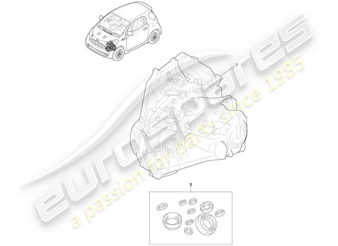 aston martin cygnet (2012) trasmissione, manuale diagramma delle parti