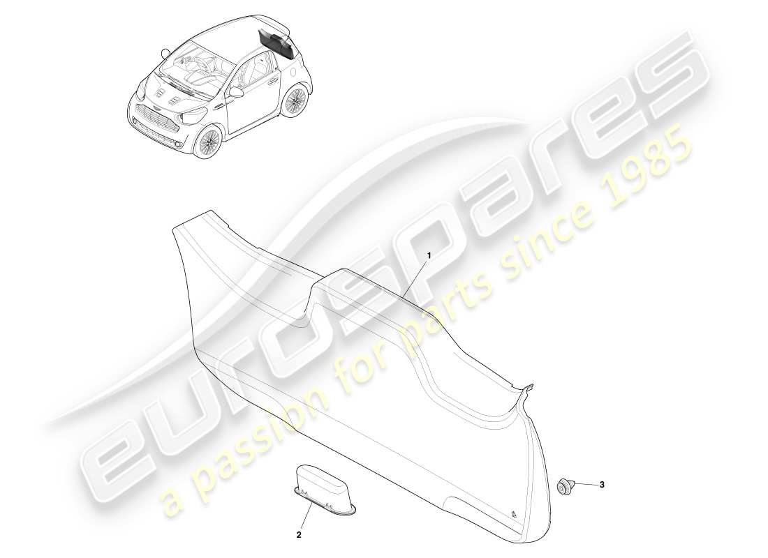aston martin cygnet (2012) rivestimento del portellone diagramma delle parti