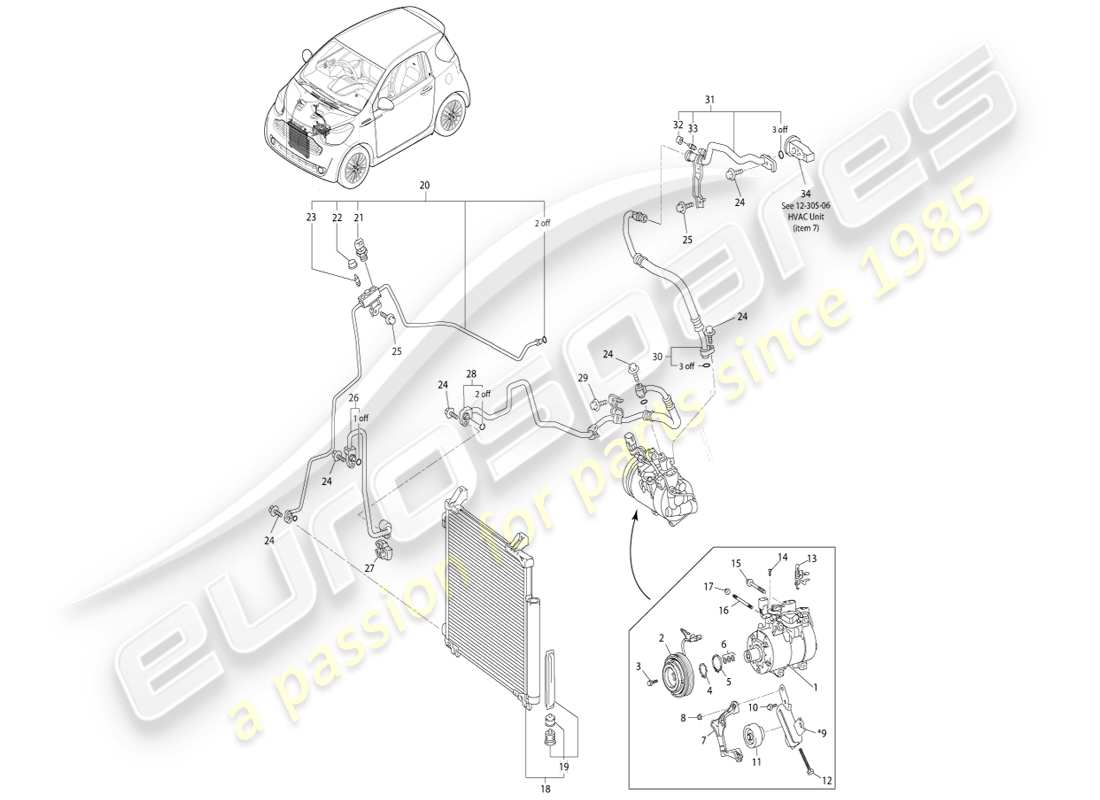 aston martin cygnet (2012) compressore ac diagramma delle parti