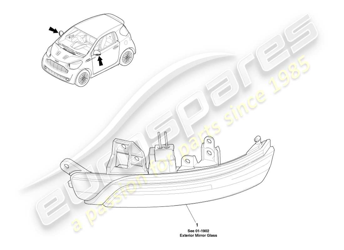 aston martin cygnet (2012) ripetitori laterali diagramma delle parti