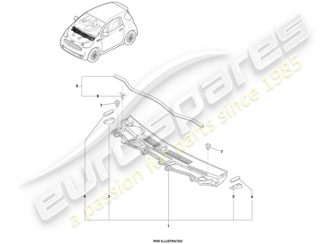 aston martin cygnet (2012) componenti della presa d'aria diagramma delle parti
