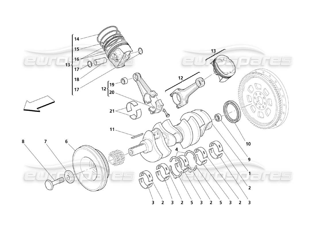 maserati qtp. (2003) 4.2 diagramma delle parti del meccanismo a manovella