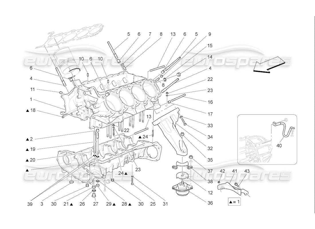 maserati qtp. (2006) 4.2 f1 schema delle parti del basamento