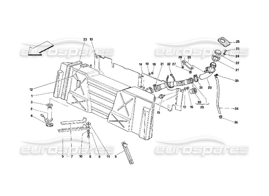 ferrari 348 (2.7 motronic) diagramma delle parti del serbatoio del carburante