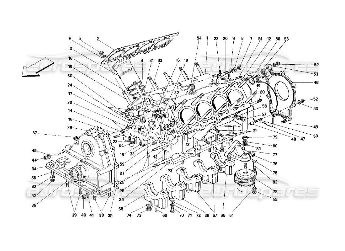 ferrari 348 (2.7 motronic) schema delle parti del basamento