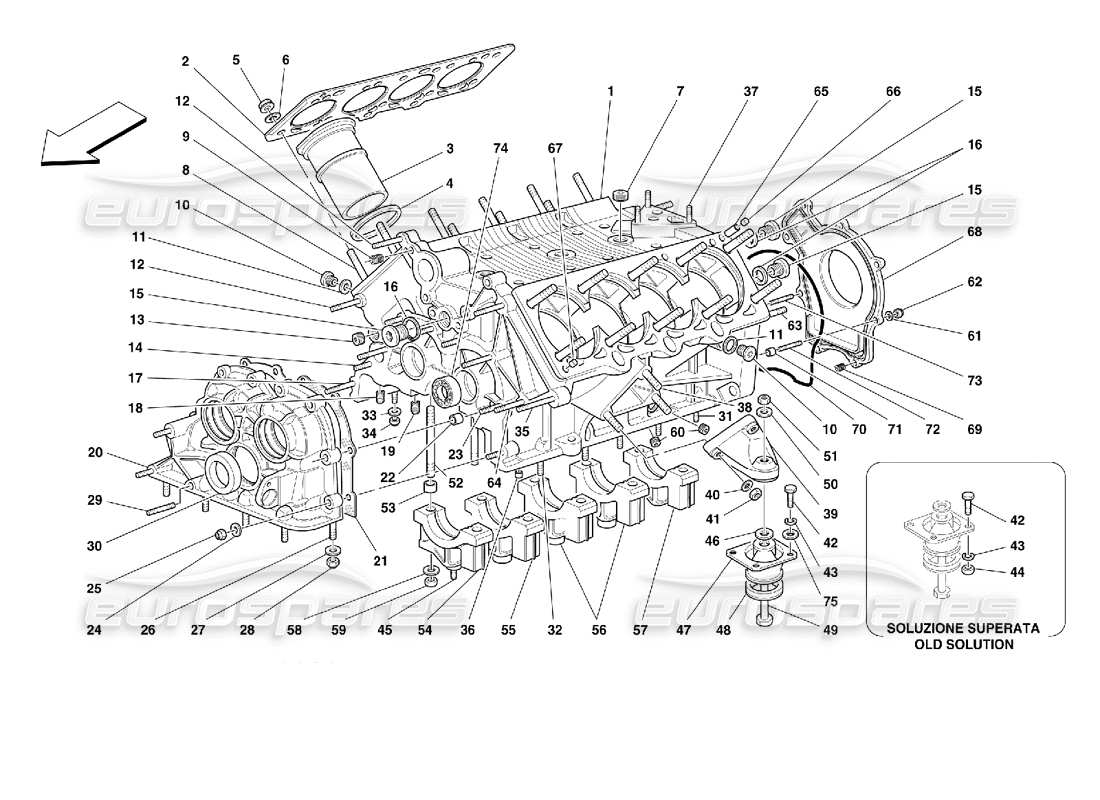 ferrari 355 (2.7 motronic) schema delle parti del basamento