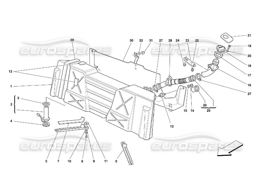 ferrari 355 (5.2 motronic) diagramma delle parti del serbatoio del carburante