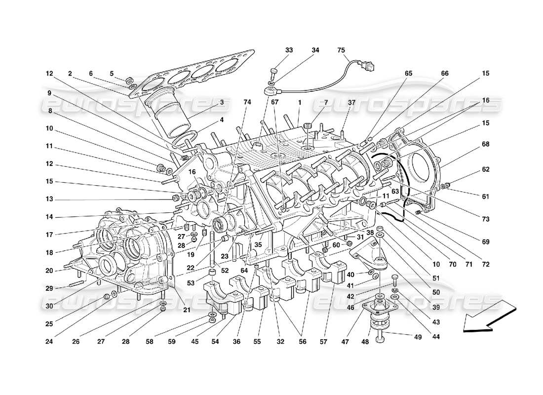 ferrari 355 (5.2 motronic) schema delle parti del basamento