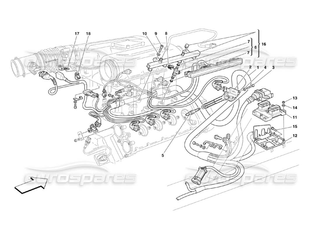 FERRARI 360 CHALLENGE STRADALE DISPOSITIVO DI INIEZIONE - SCHEMA DELLE PARTI DI ACCENSIONE ferrari 360 challenge stradale dispositivo di iniezione - schema delle parti di accensione