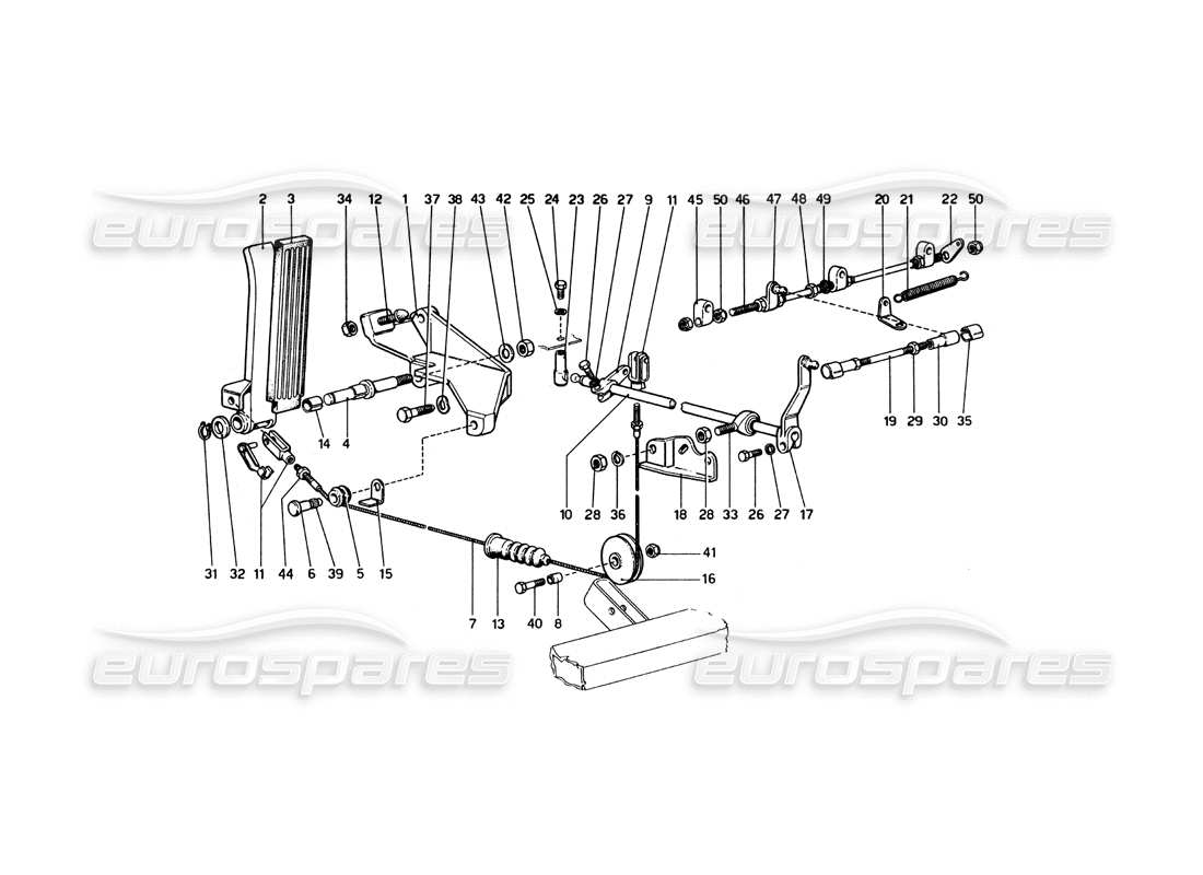 ferrari 246 dino (1975) diagramma delle parti del controllo dell'acceleratore