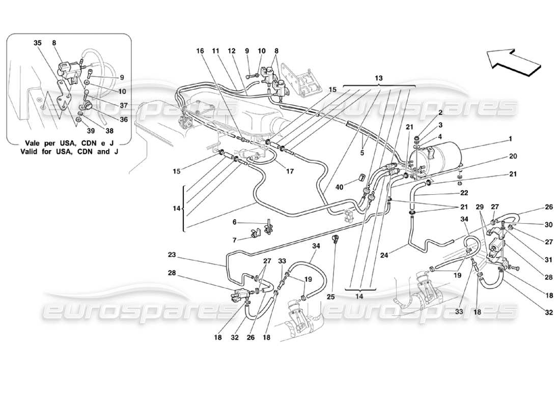 FERRARI 360 CHALLENGE STRADALE DIAGRAMMA DELLE PARTI DEL SISTEMA ATTUATORE PNEUMATICO ferrari 360 challenge stradale diagramma delle parti del sistema attuatore pneumatico