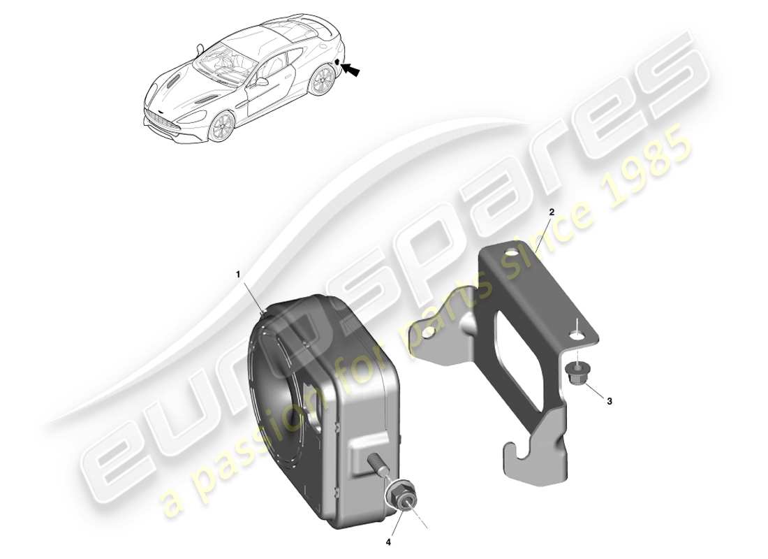 aston martin vanquish (2013) avvisatori acustici e sirene d'allarme diagramma delle parti