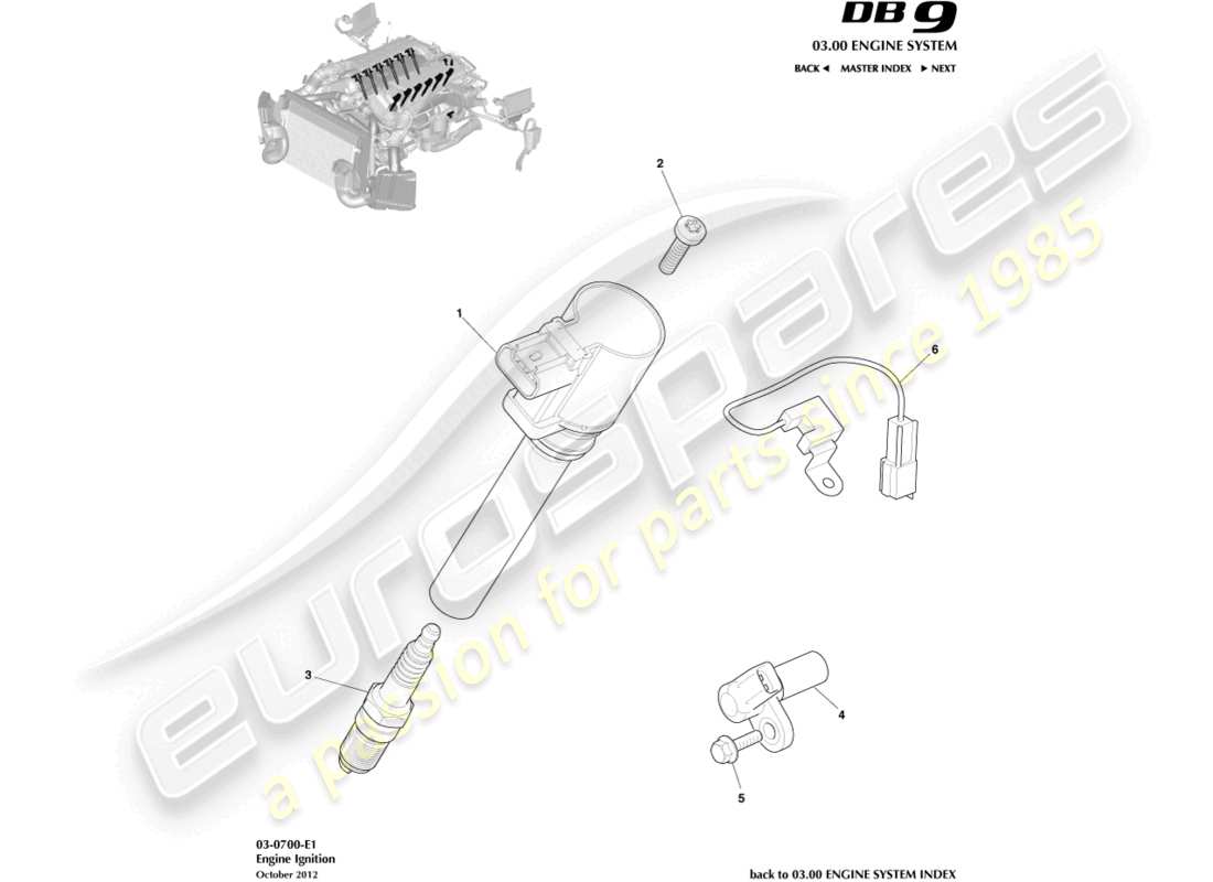 aston martin db9 (2014) diagramma della parte di accensione