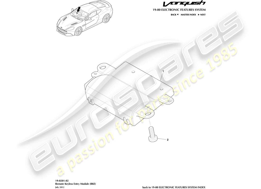 aston martin vanquish (2017) schema delle parti rke