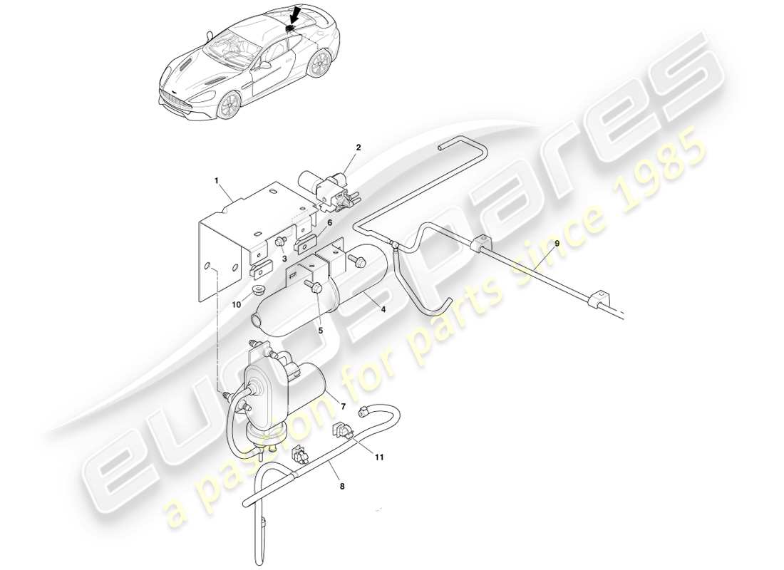 aston martin vanquish (2014) controllo acustico diagramma delle parti