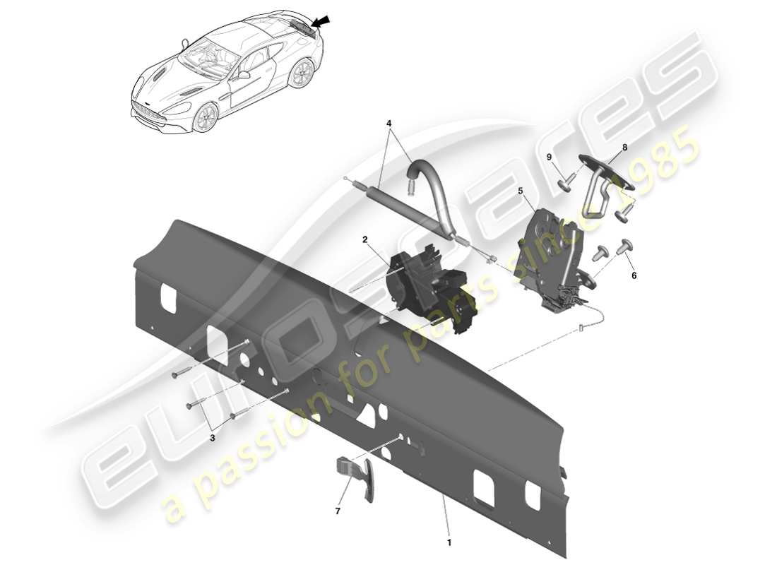 aston martin vanquish (2014) diagramma delle parti delle chiusure di chiusura posteriori