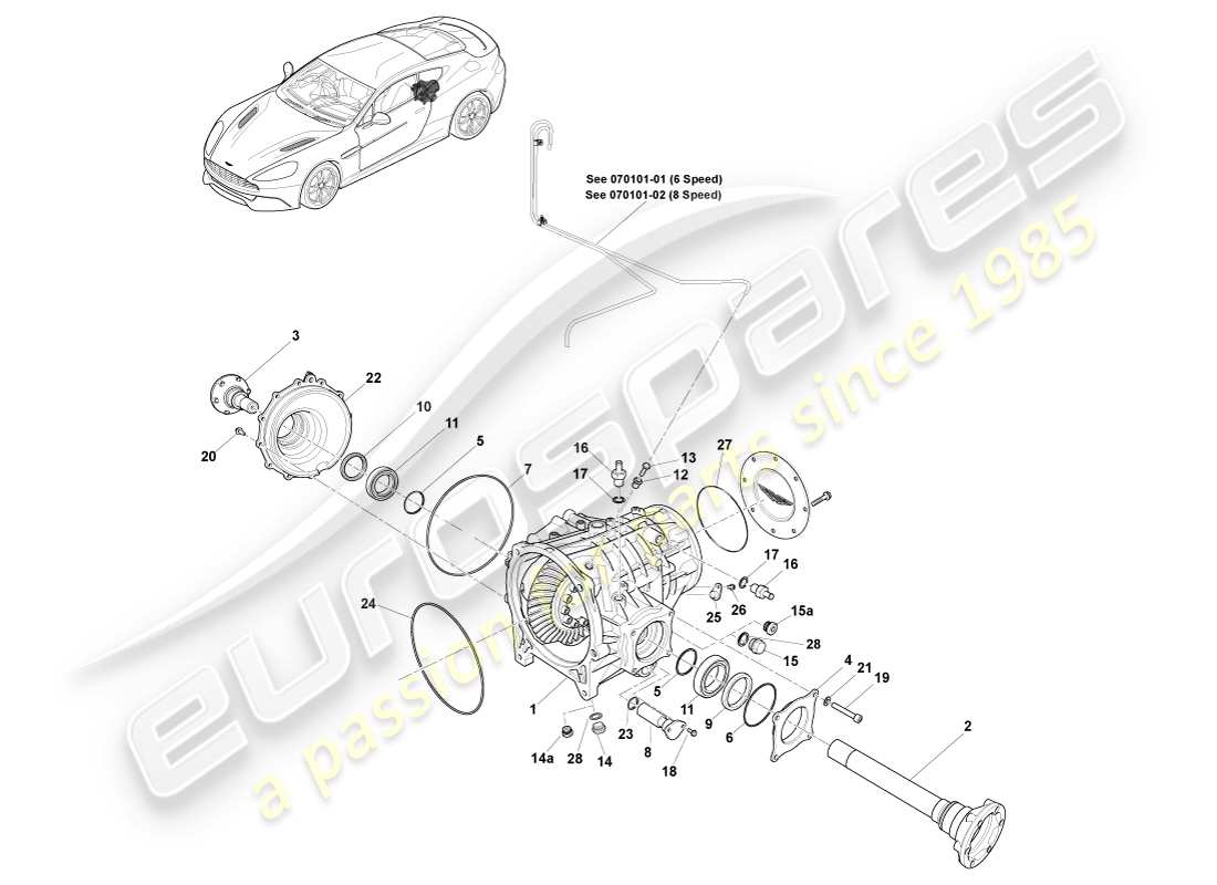aston martin vanquish (2013) differenziale diagramma delle parti