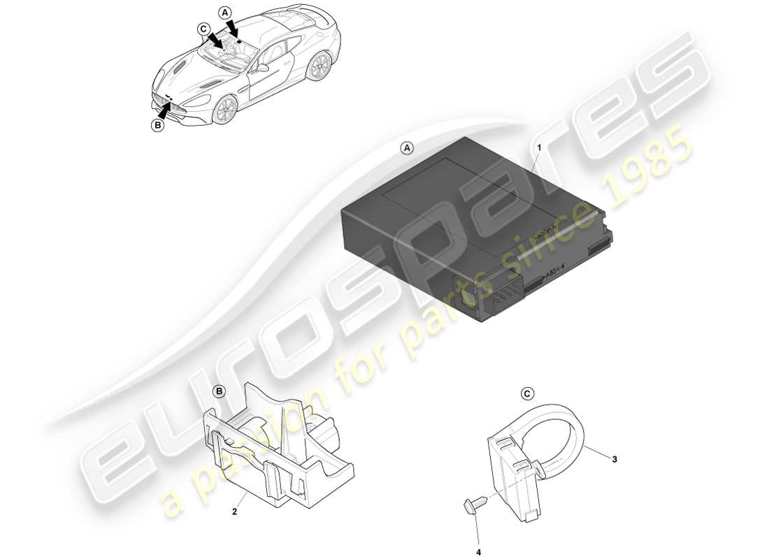 aston martin vanquish (2013) sensori di allarme diagramma delle parti