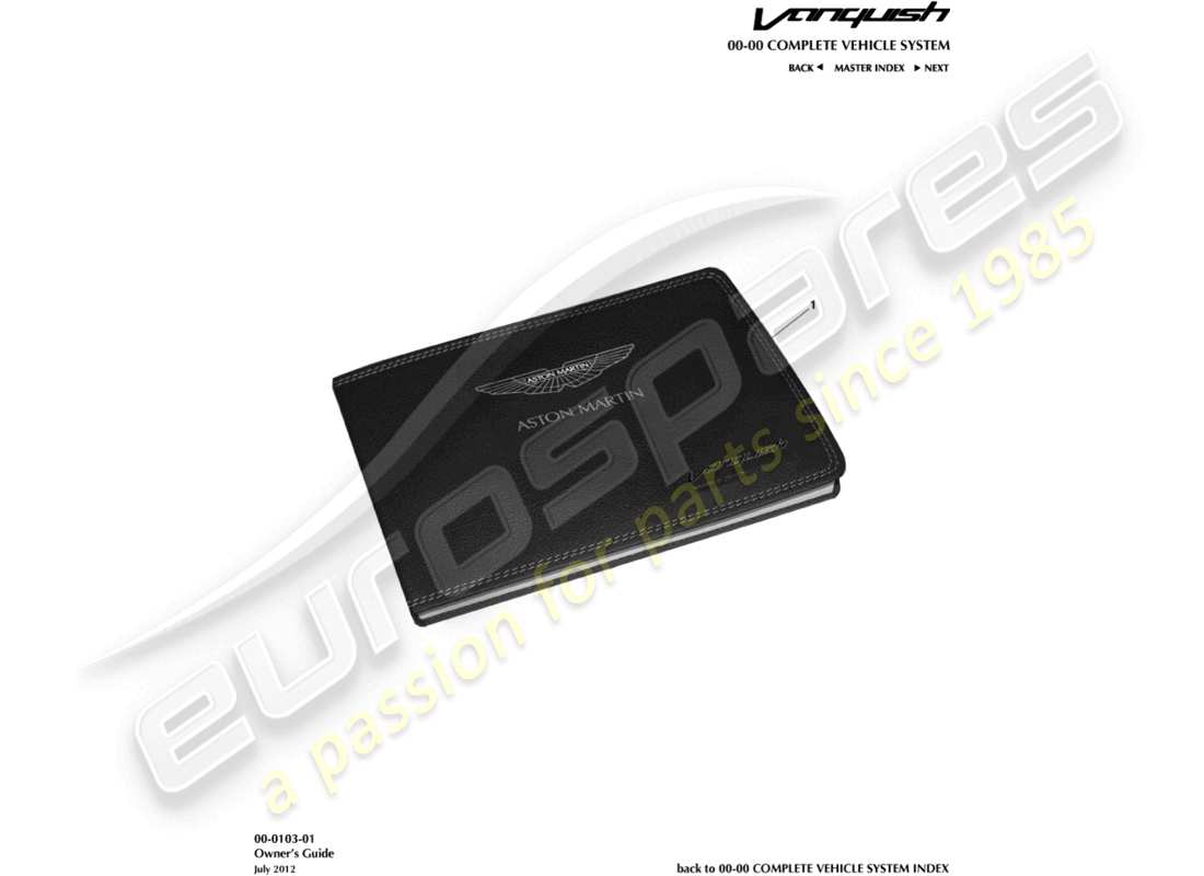 aston martin vanquish (2017) diagramma delle parti della guida per i proprietari
