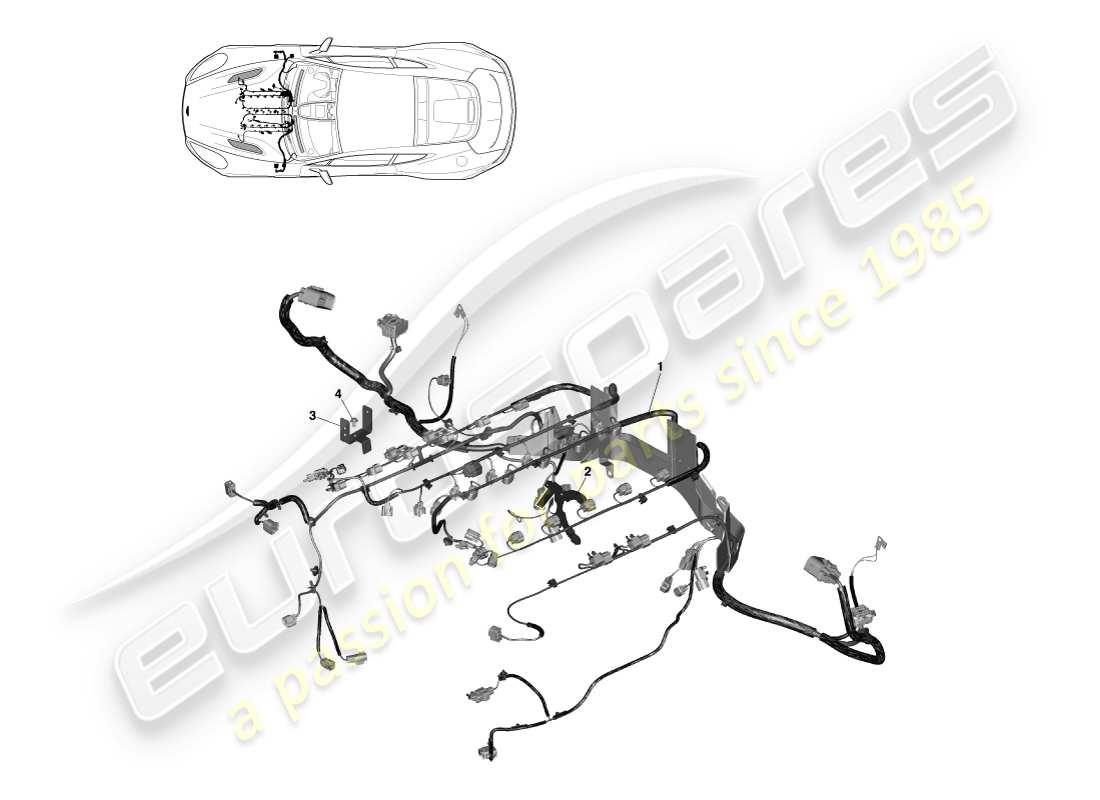 aston martin vanquish (2014) diagramma delle parti del cablaggio del motore