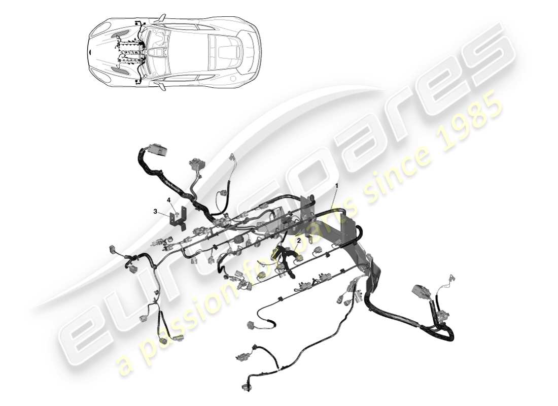 aston martin vanquish (2013) cablaggio del motore diagramma delle parti