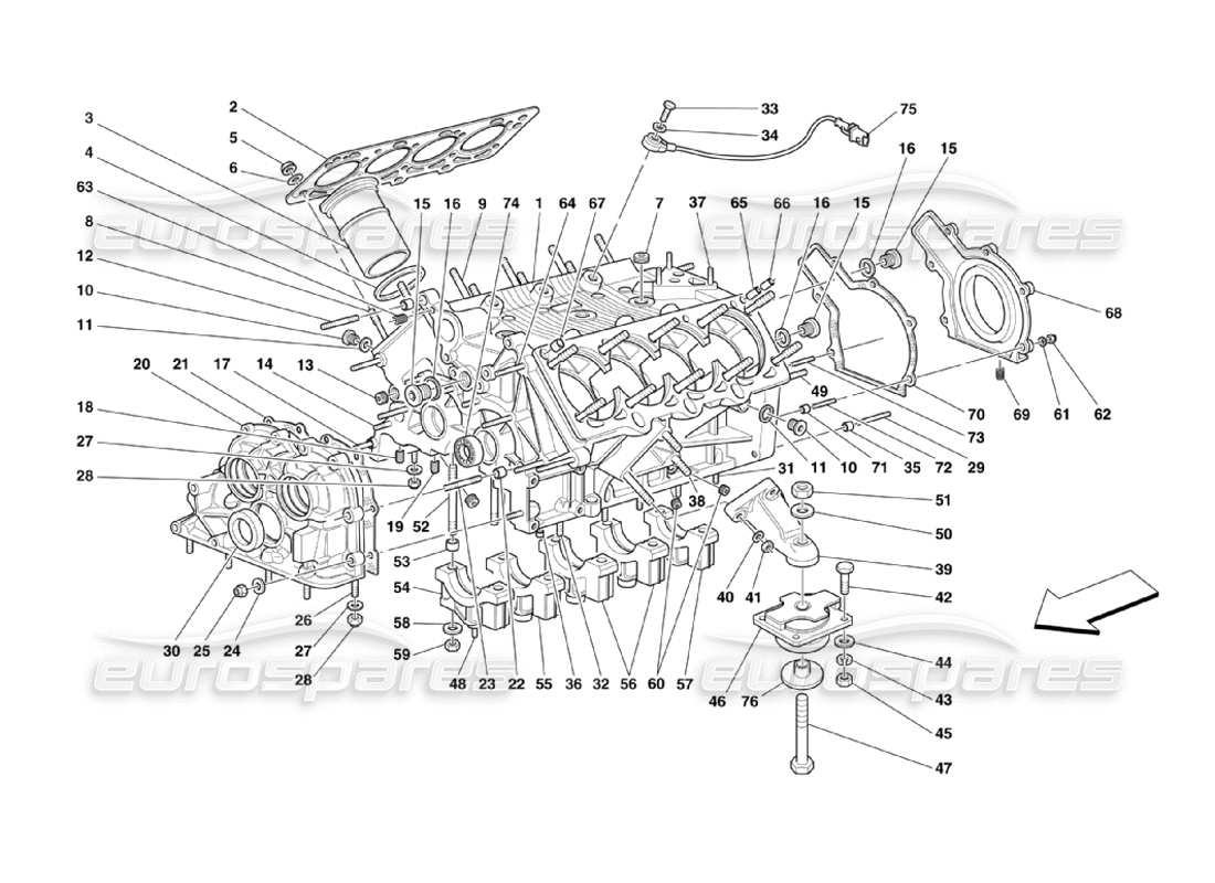 FERRARI 360 CHALLENGE STRADALE SCHEMA DELLE PARTI DEL BASAMENTO ferrari 360 challenge stradale schema delle parti del basamento