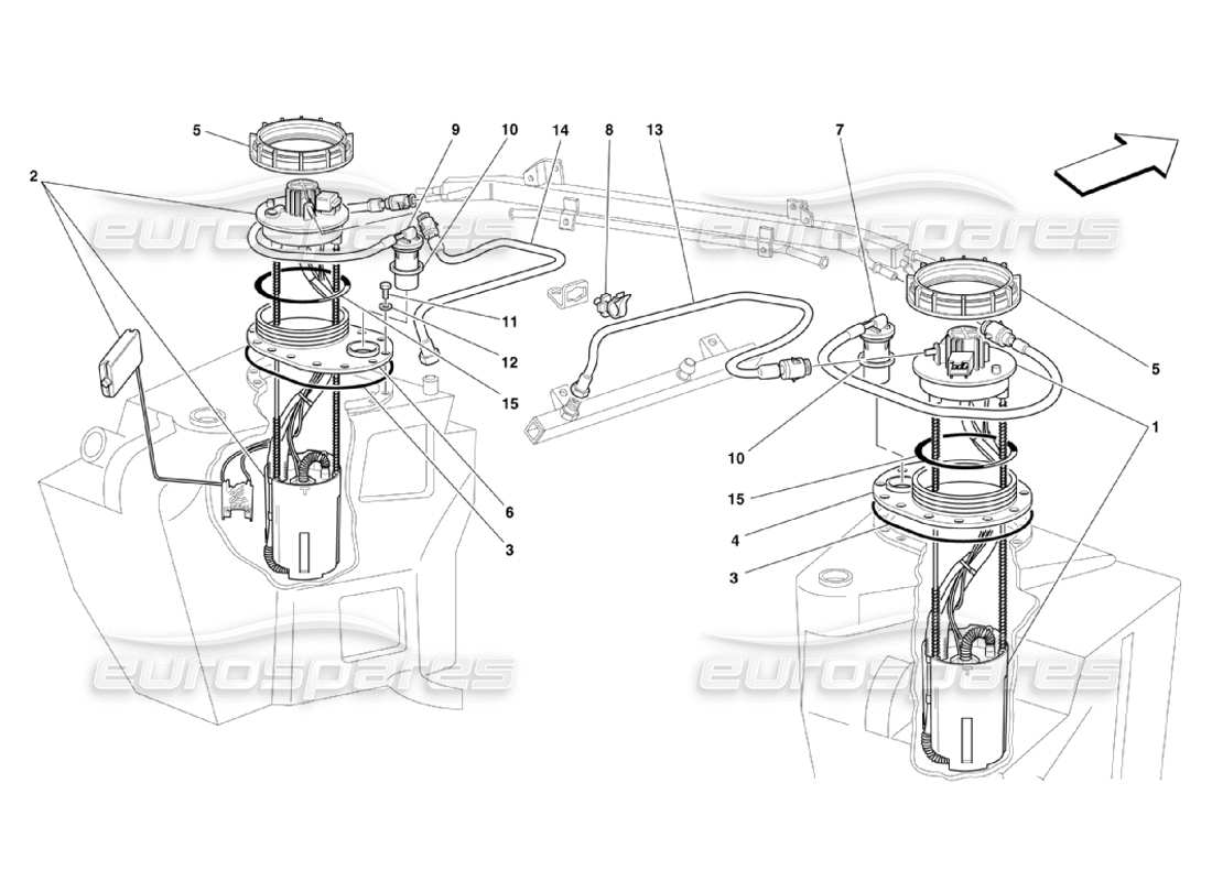 FERRARI 360 CHALLENGE STRADALE DIAGRAMMA DELLE PARTI DELLE POMPE E DEI TUBI DEL CARBURANTE ferrari 360 challenge stradale diagramma delle parti delle pompe e dei tubi del carburante