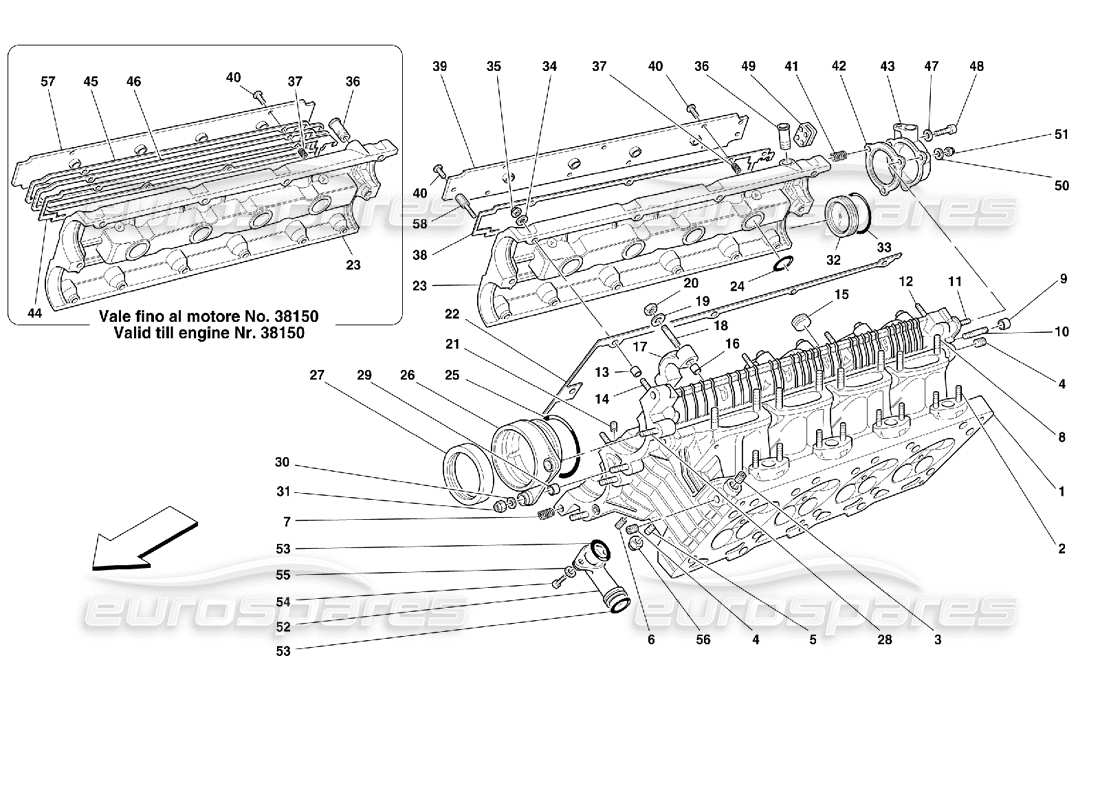 ferrari 355 (2.7 motronic) schema delle parti della testata destra