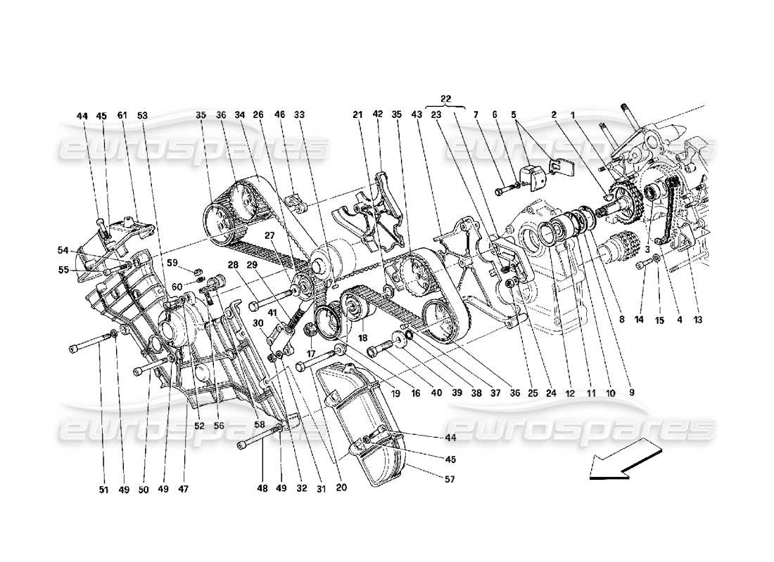 ferrari 348 (2.7 motronic) tempistica: diagramma delle parti dei controlli