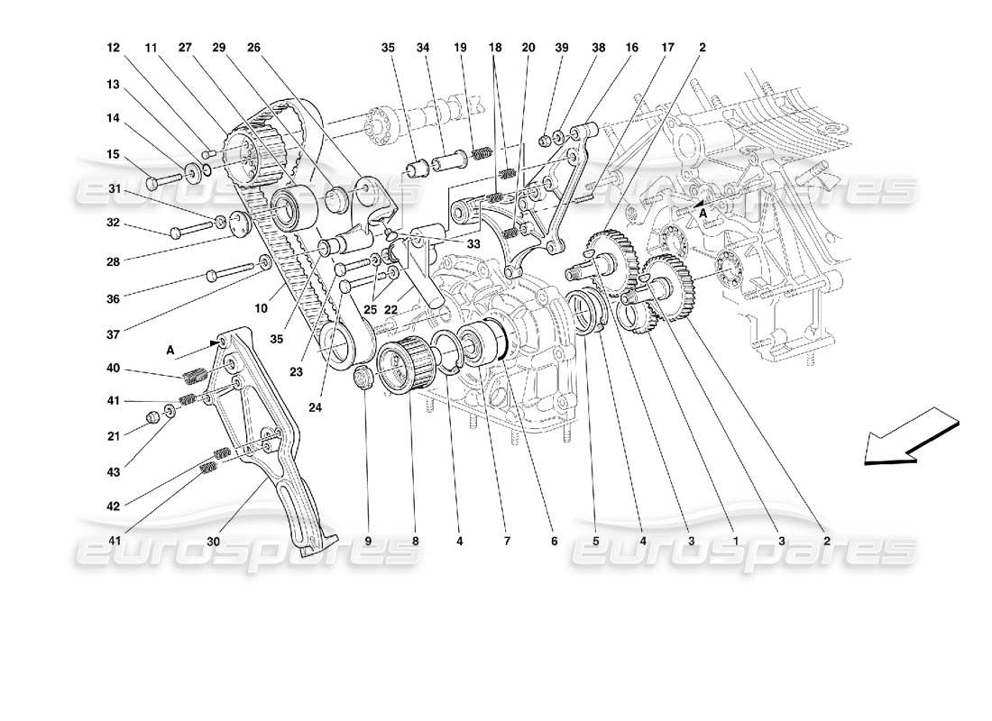 ferrari 355 (2.7 motronic) tempistica: diagramma delle parti dei controlli