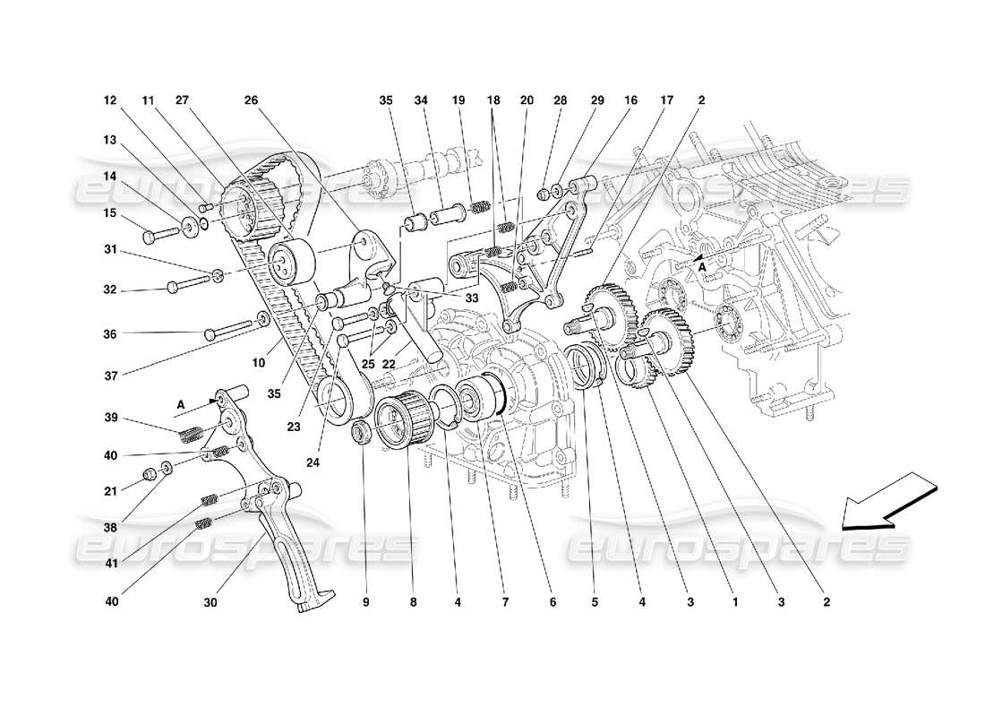 ferrari 355 (5.2 motronic) tempistica: diagramma delle parti dei controlli