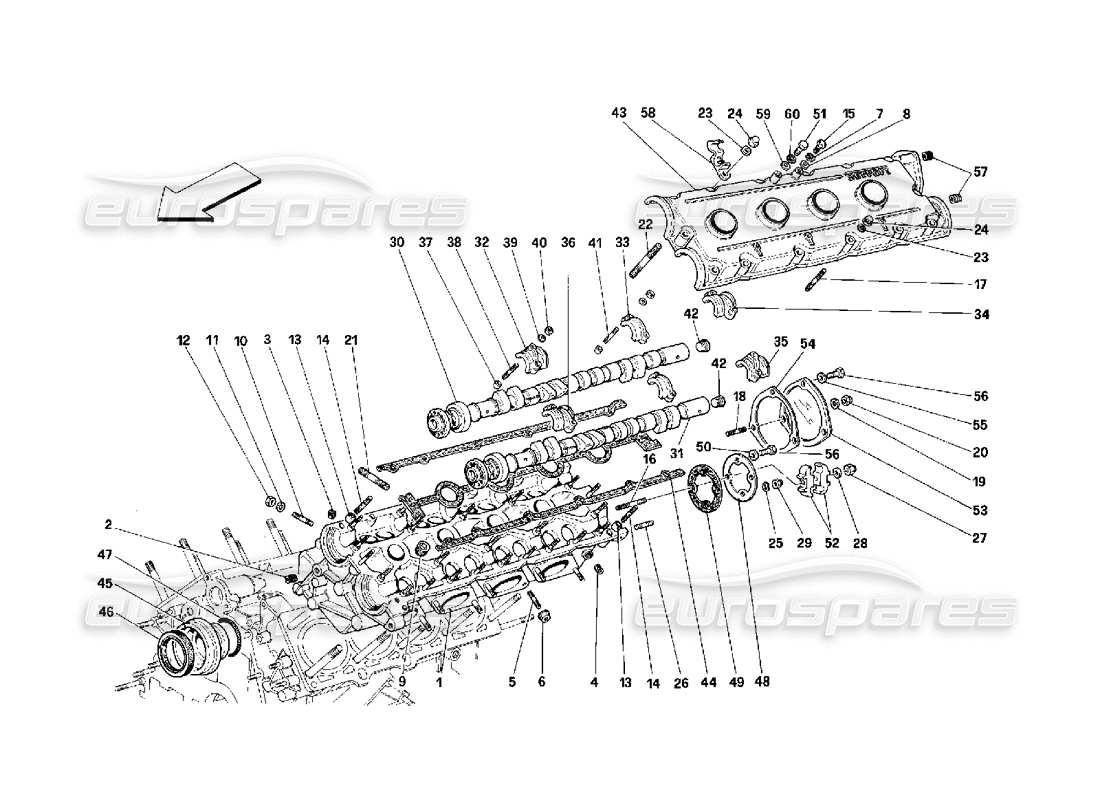 ferrari 348 (2.7 motronic) diagramma delle parti della testata del cilindro sinistra