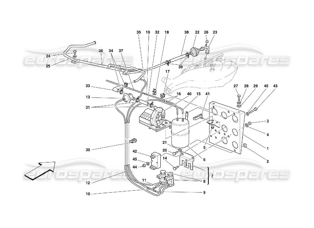 ferrari 355 (5.2 motronic) diagramma delle parti del dispositivo di iniezione dell'aria