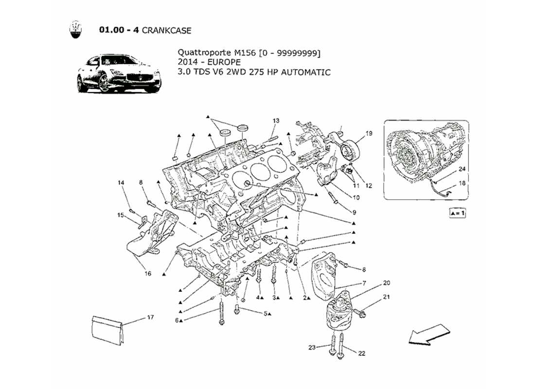 MASERATI QTP. V6 3.0 TDS 275BHP 2014 SCHEMA DELLE PARTI DEL BASAMENTO maserati qtp. v6 3.0 tds 275bhp 2014 schema delle parti del basamento