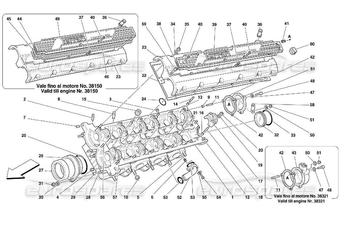 ferrari 355 (2.7 motronic) diagramma delle parti della testata del cilindro sinistra
