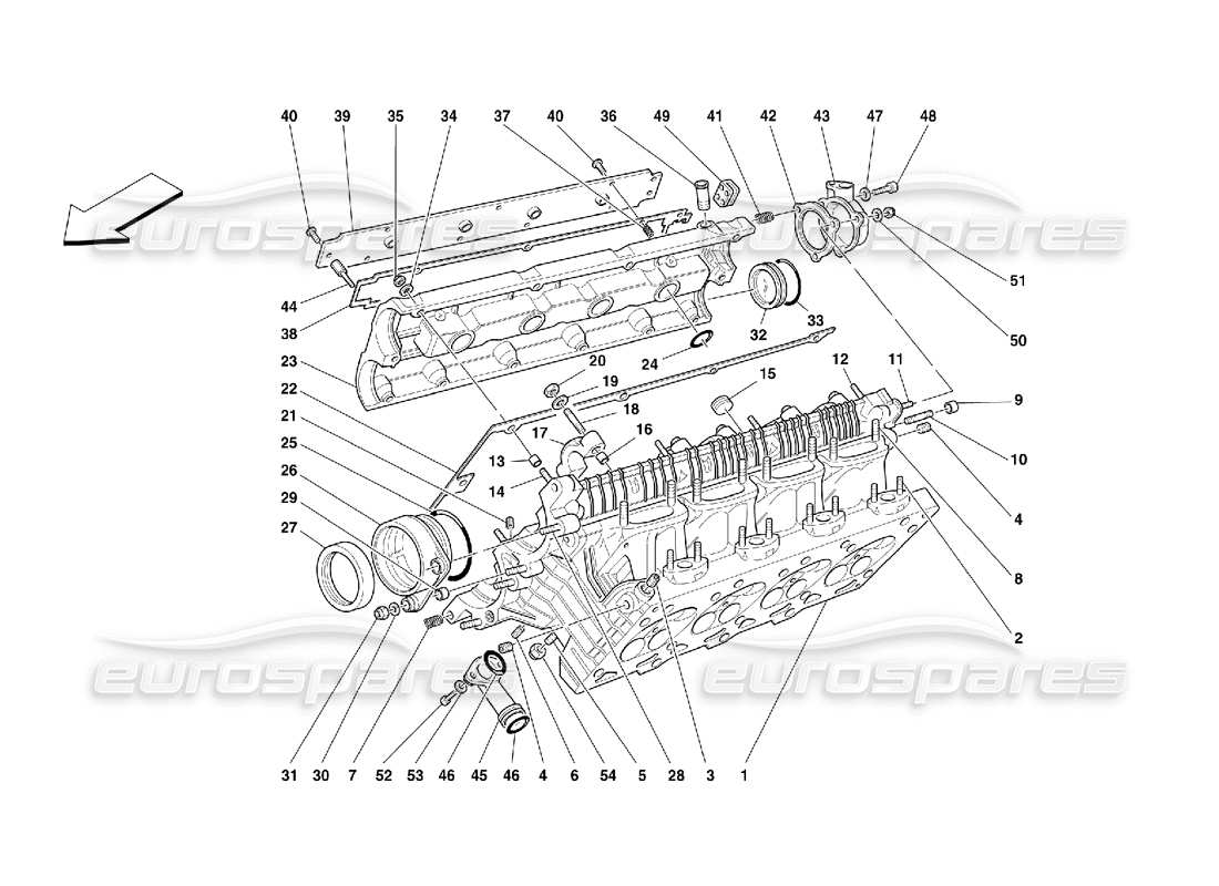 ferrari 355 (5.2 motronic) schema delle parti della testata destra
