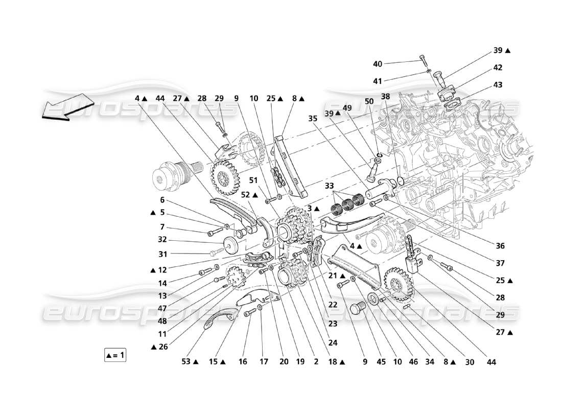 maserati qtp. (2003) 4.2 diagramma delle parti di temporizzazione