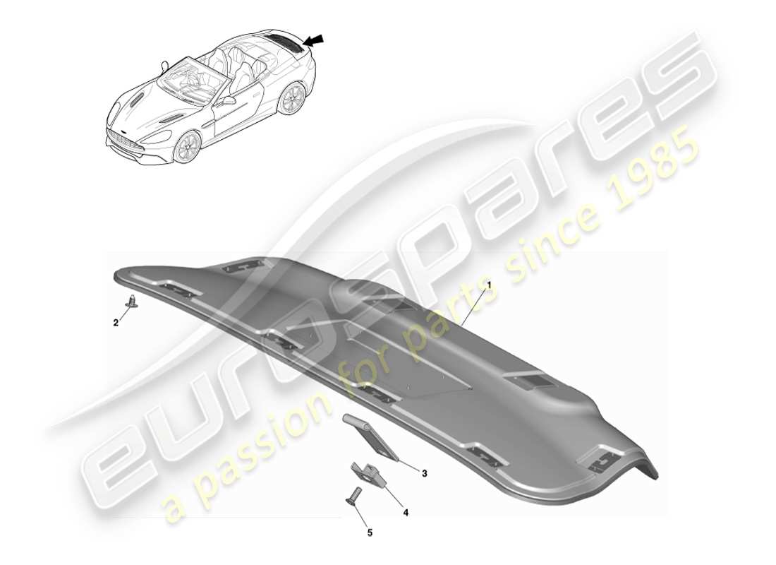 aston martin vanquish (2014) pannello di rivestimento del portellone posteriore, volante diagramma delle parti