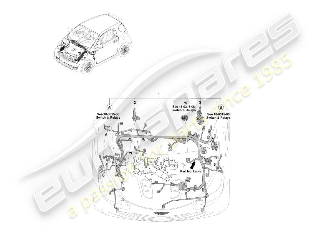 aston martin cygnet (2012) pagina cablaggio vano motore 1 diagramma delle parti