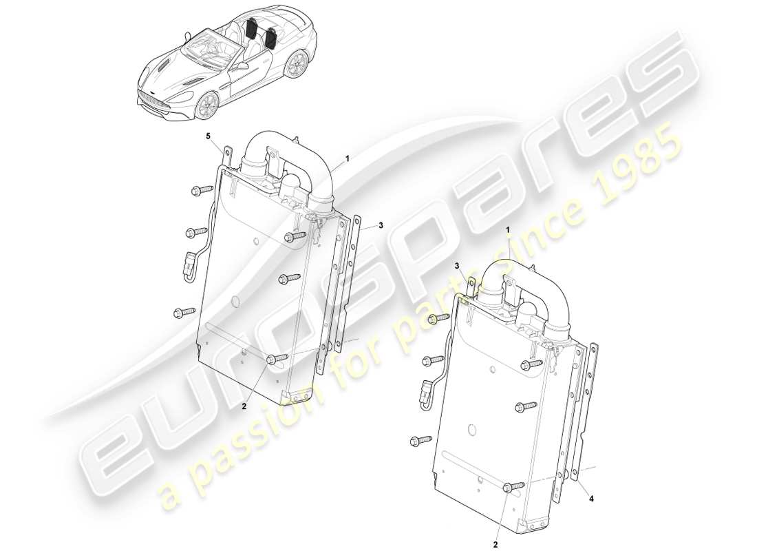 aston martin vanquish (2014) rollbar ripiegabile, volante diagramma delle parti