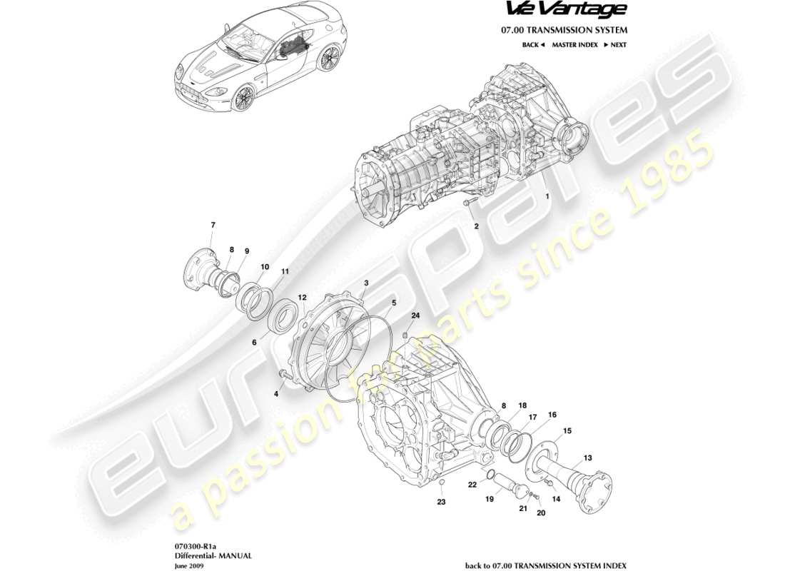aston martin v12 vantage (2010) diagramma della parte differenziale