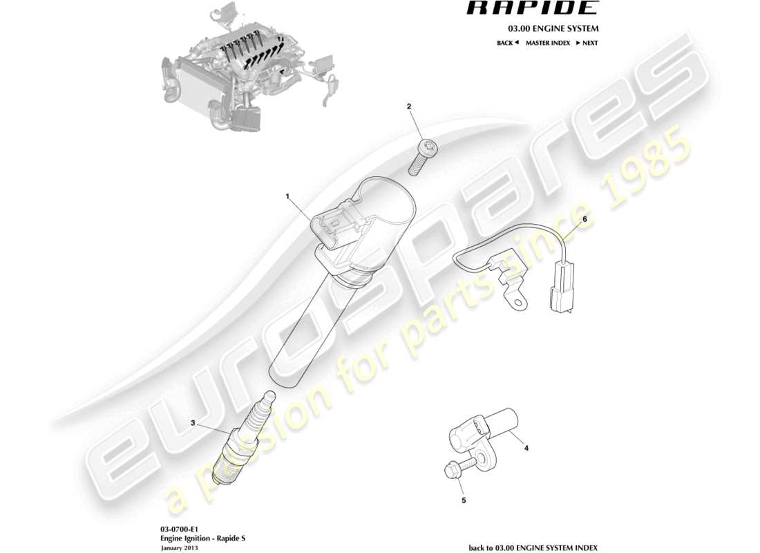 aston martin rapide (2011) accensione diagramma delle parti