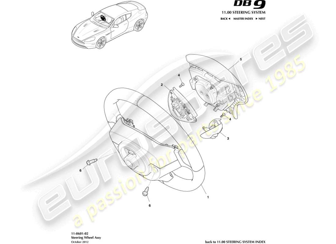 aston martin db9 (2014) volante schema delle parti