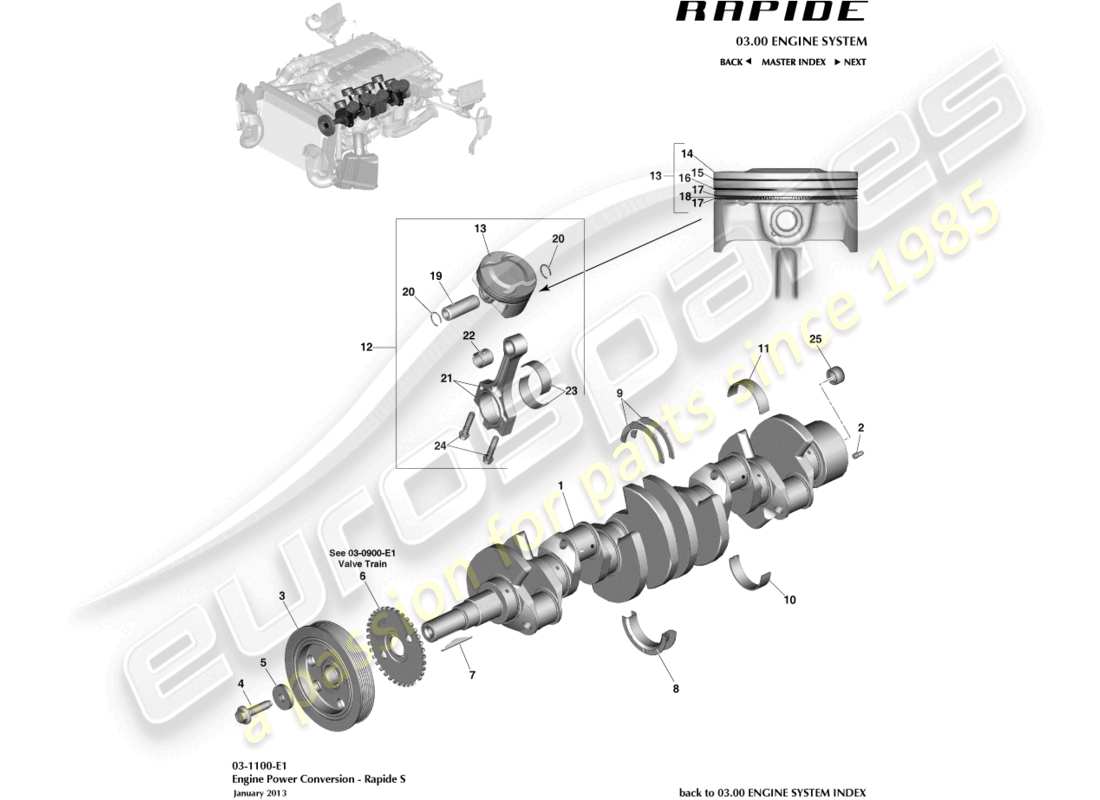 aston martin rapide (2014) teilediagramm für die stromumwandlung