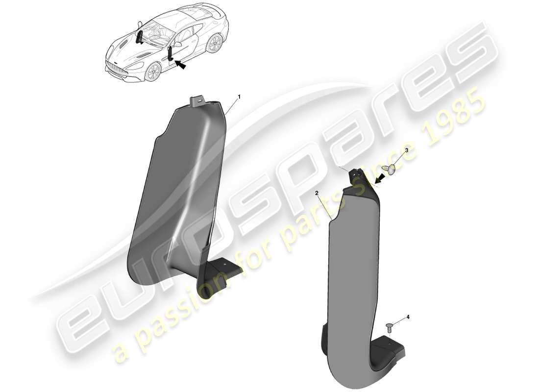 aston martin vanquish (2013) rivestimento del montante, inferiore diagramma delle parti