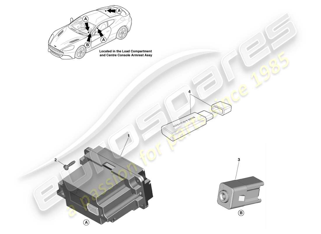 aston martin vanquish (2013) media player diagramma delle parti