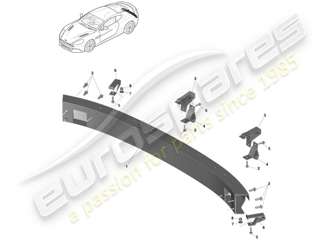 aston martin vanquish (2014) struttura del paraurti posteriore, fed, gcc, diagramma delle parti della cina