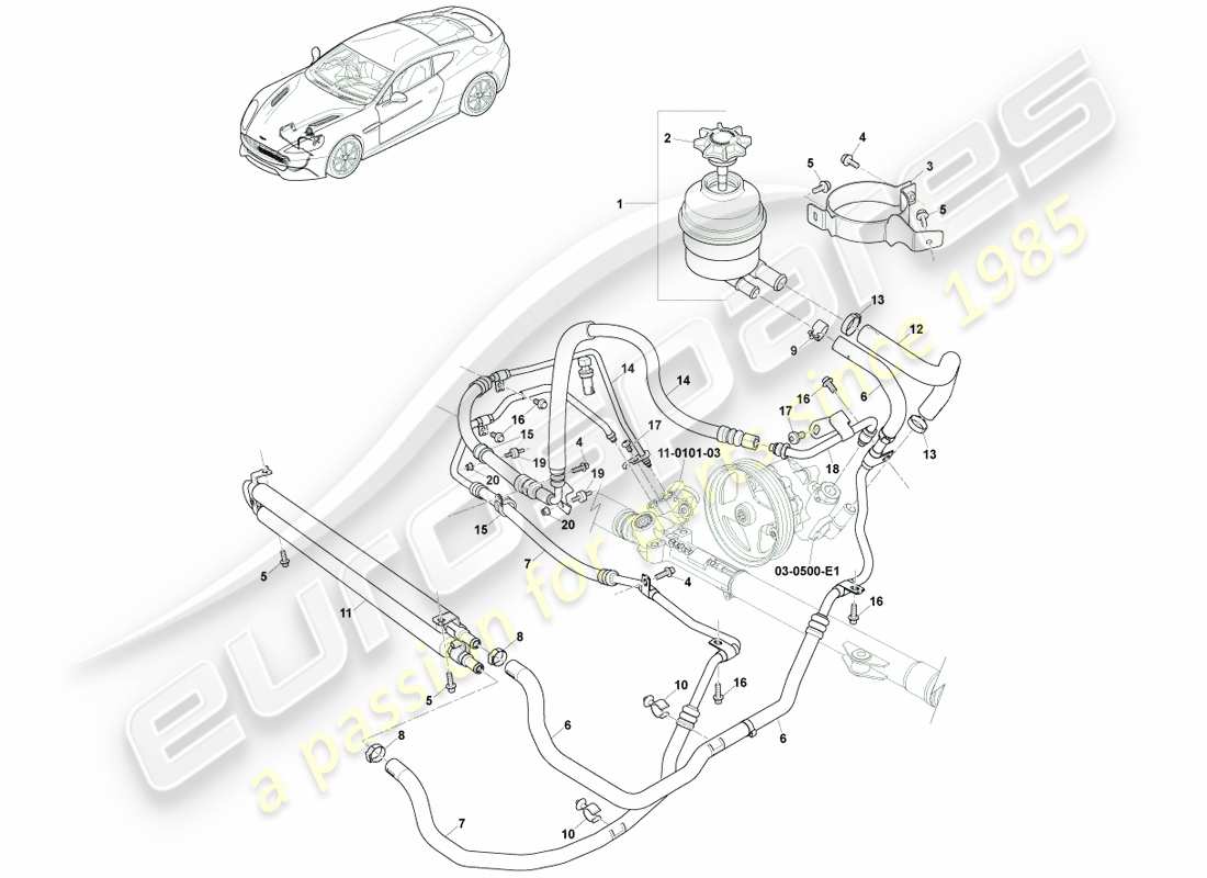 aston martin vanquish (2014) tubi pas, guida a destra 15my nel diagramma delle parti