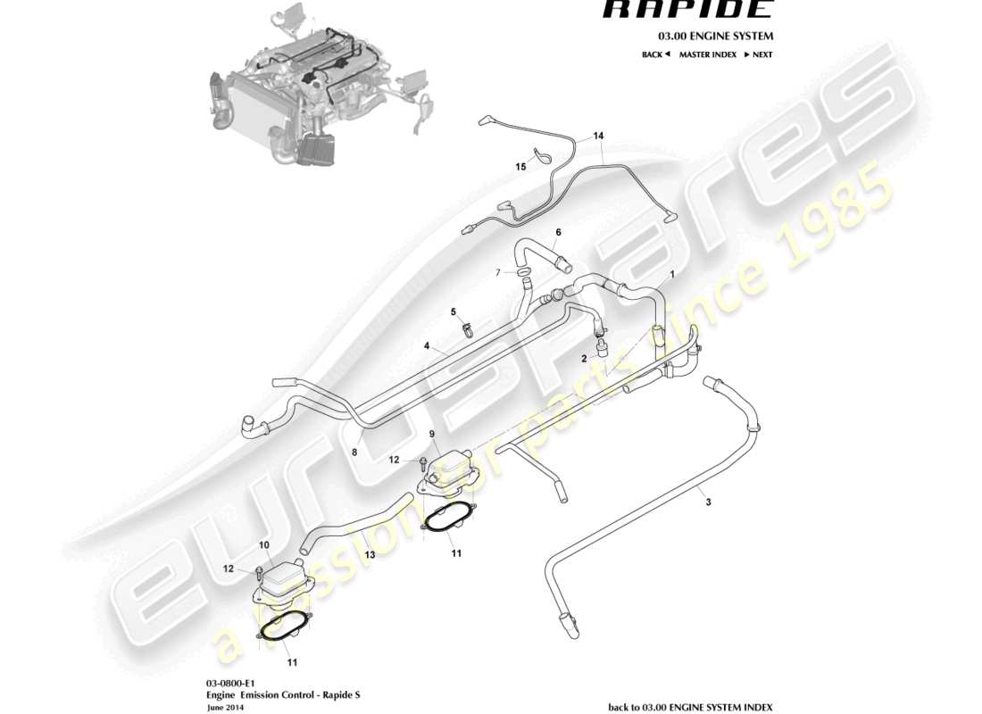 aston martin rapide (2013) controllo delle emissioni diagramma delle parti