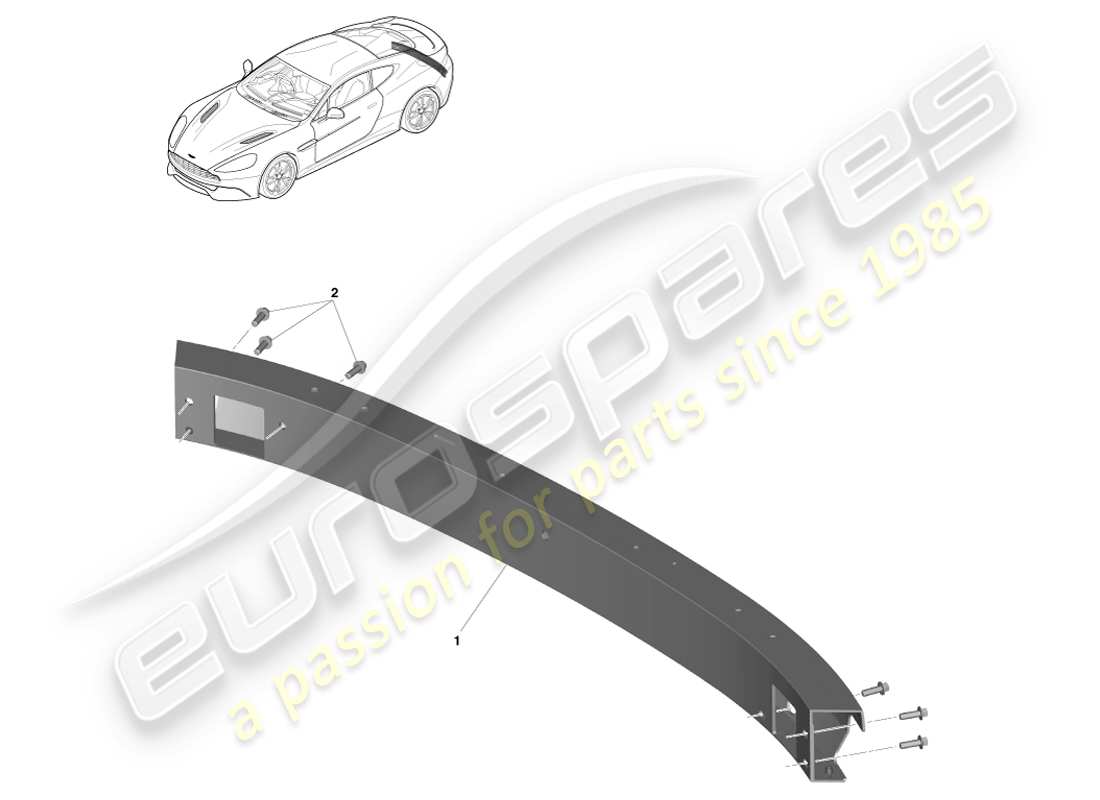 aston martin vanquish (2014) struttura del paraurti posteriore, schema delle parti della fila